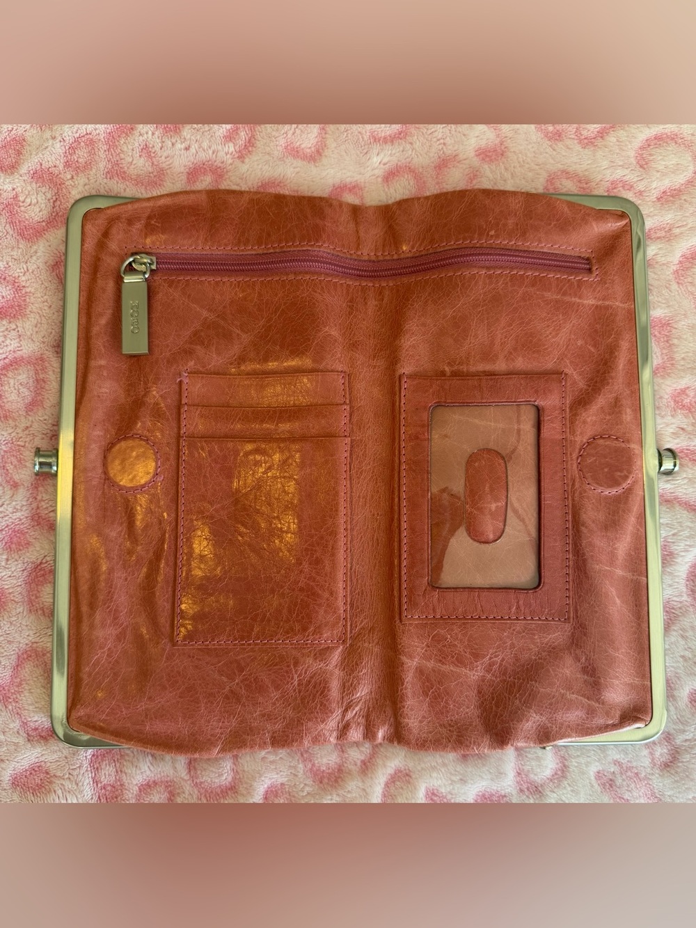 HOBO Lauren Coral Pink Leather
Clutch Double Frame Women’s - Picture 4 of 8